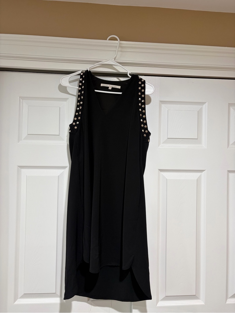 RACHEL Rachel Roy Black Studded High-Low Sleeveless Dress